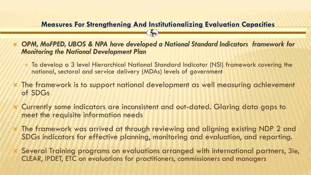 measures for strengthening and institutionalizing