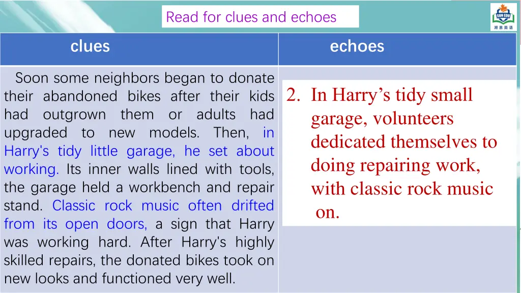 read for clues and echoes 1