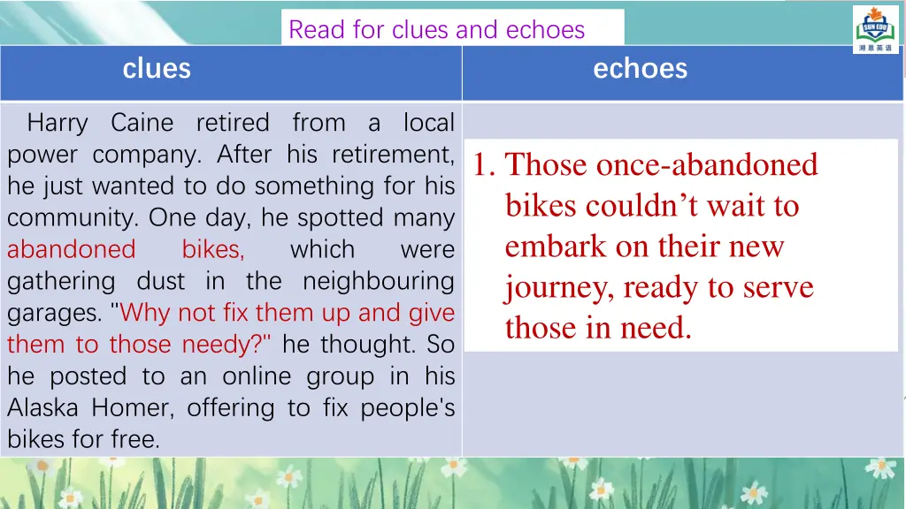 read for clues and echoes