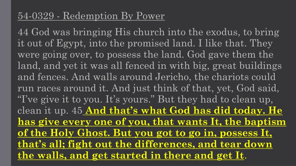 54 0329 redemption by power 44 god was bringing