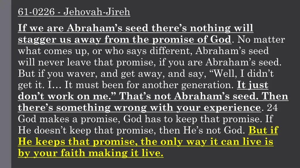 61 0226 jehovah jireh if we are abraham s seed