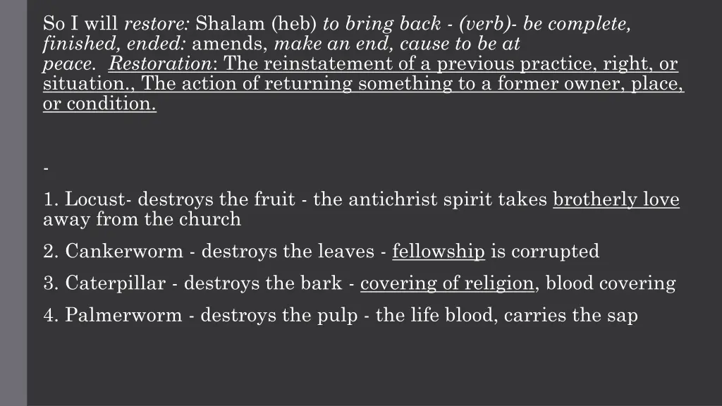 so i will restore shalam heb to bring back verb