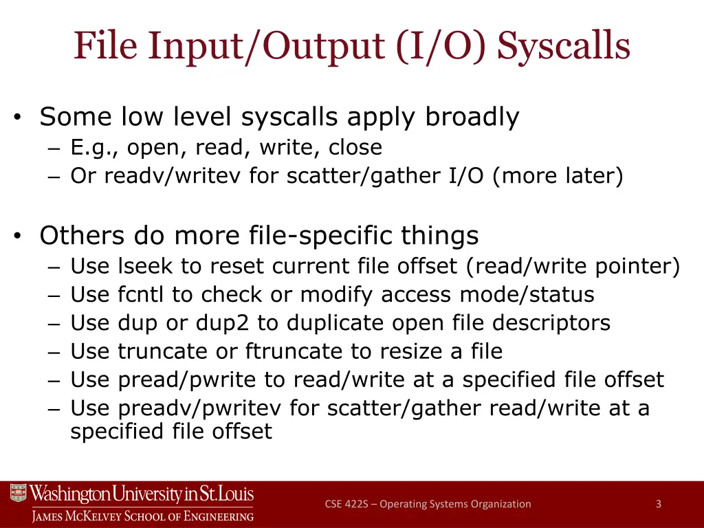 file input output i o syscalls
