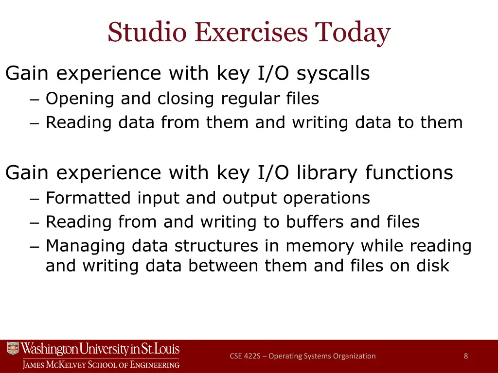 studio exercises today