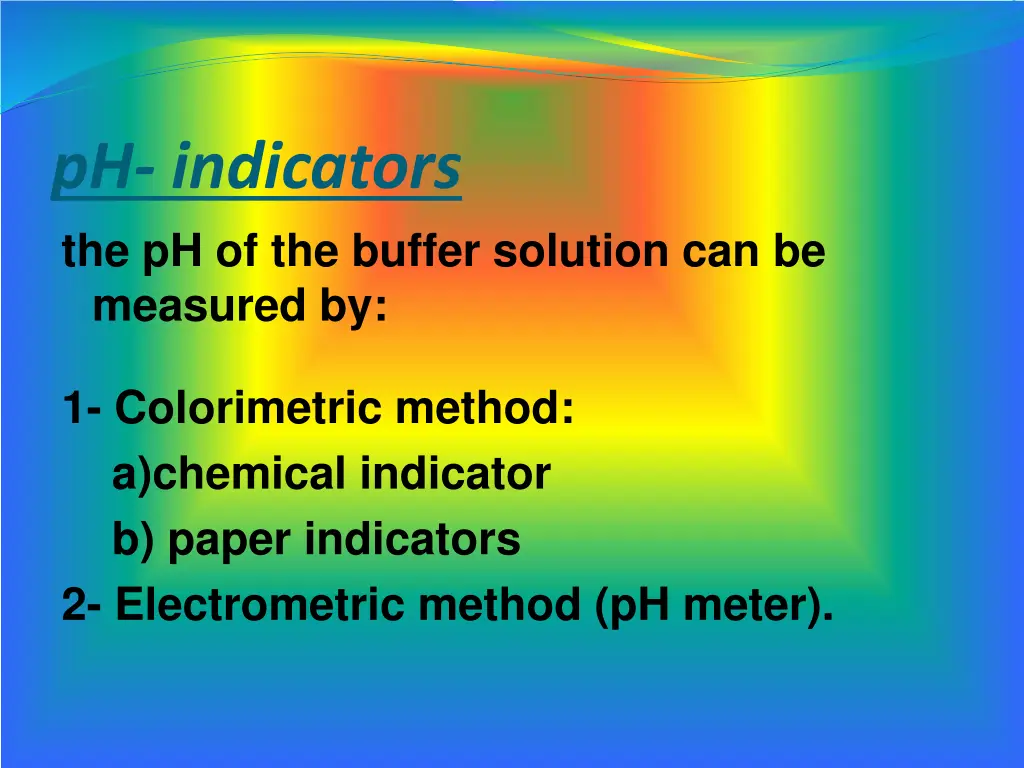 ph indicators the ph of the buffer solution