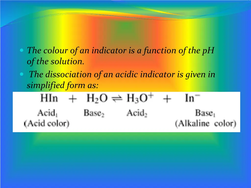 the colour of an indicator is a function