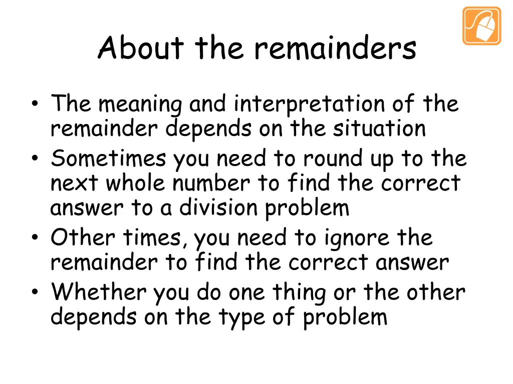 about the remainders