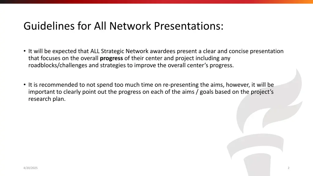 guidelines for all network presentations