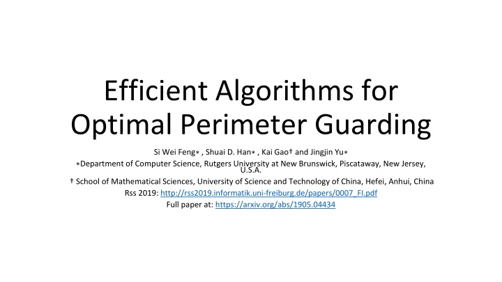 efficient algorithms for optimal perimeter