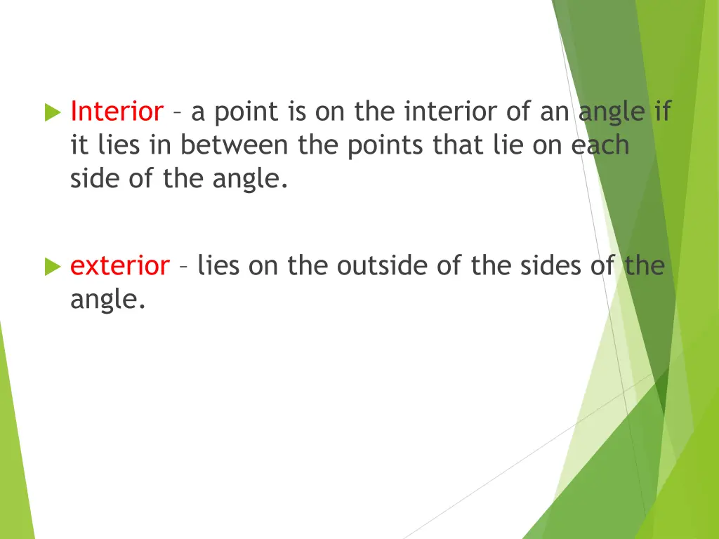 interior a point is on the interior of an angle