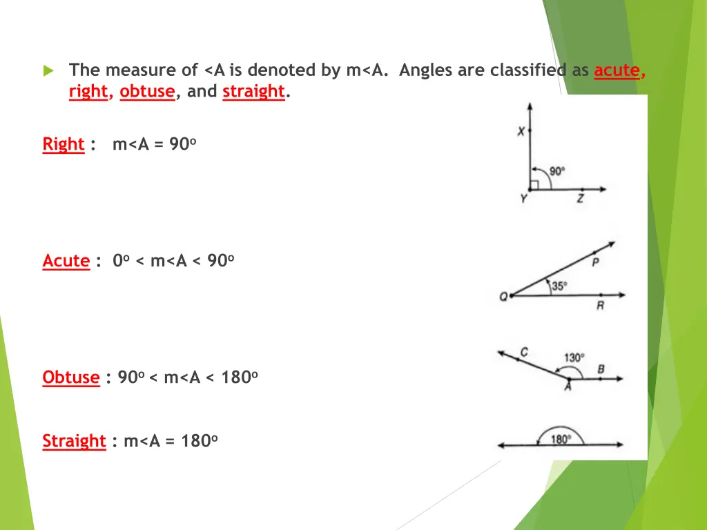 the measure of a is denoted by m a angles