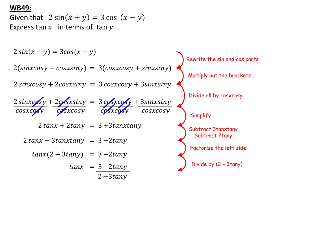 wb49 given that 2 sin 3cos express tan in terms