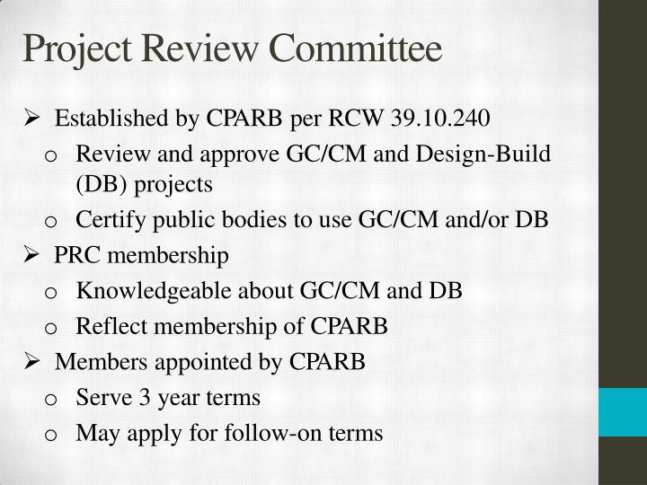 project review committee