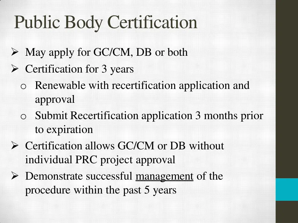 publicbody certification