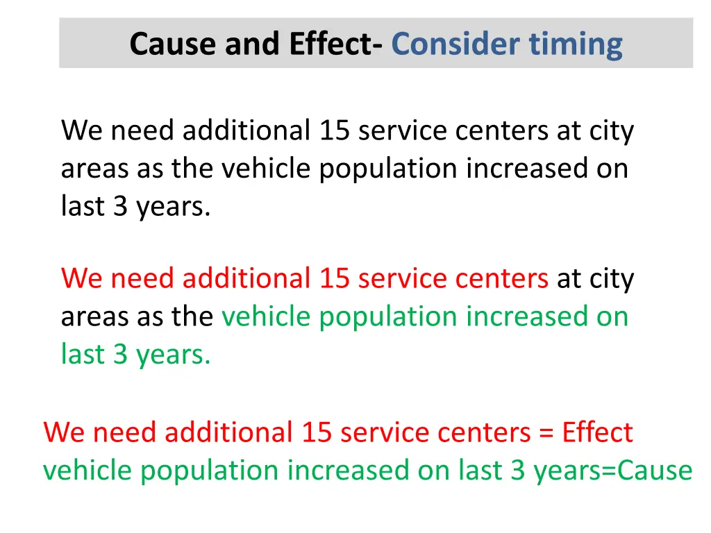 cause and effect consider timing