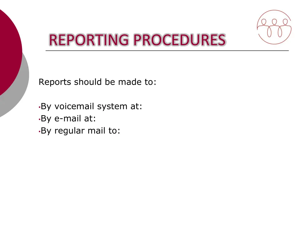 reporting procedures