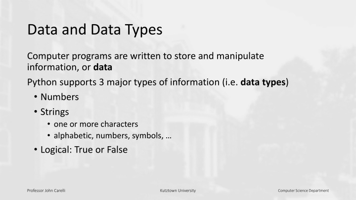 data and data types