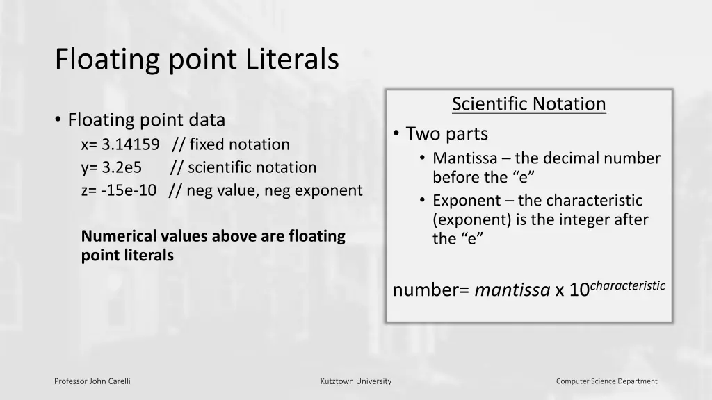 floating point literals