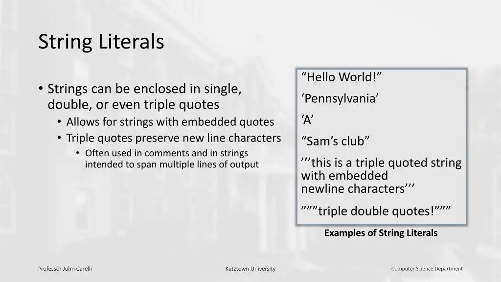 string literals