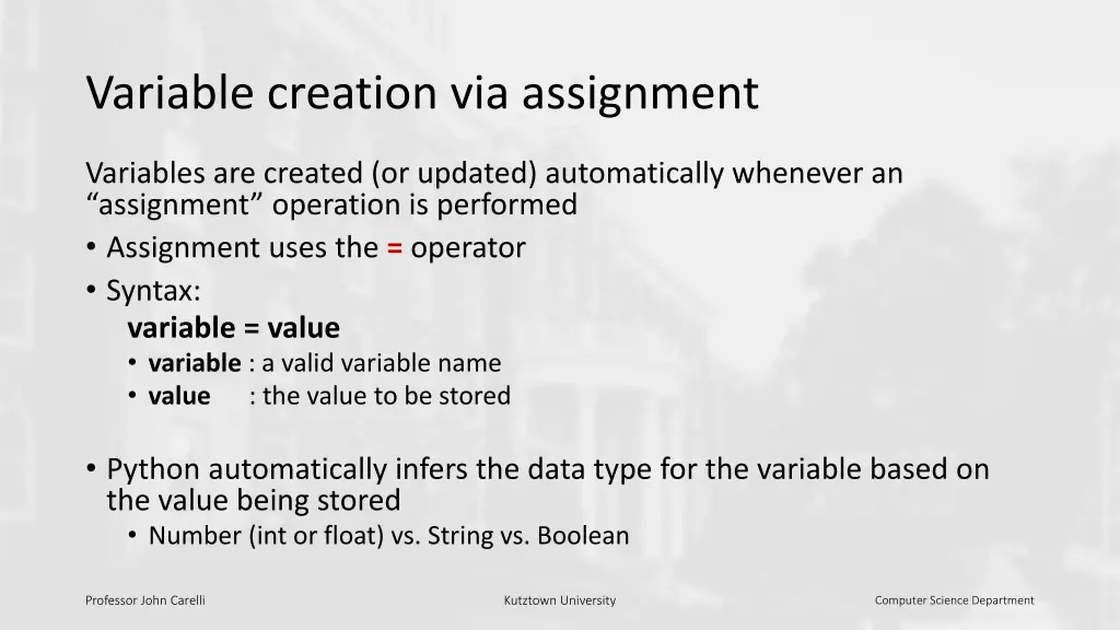 variable creation via assignment