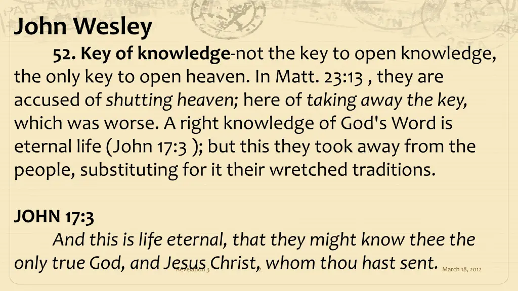john wesley 52 key of knowledge