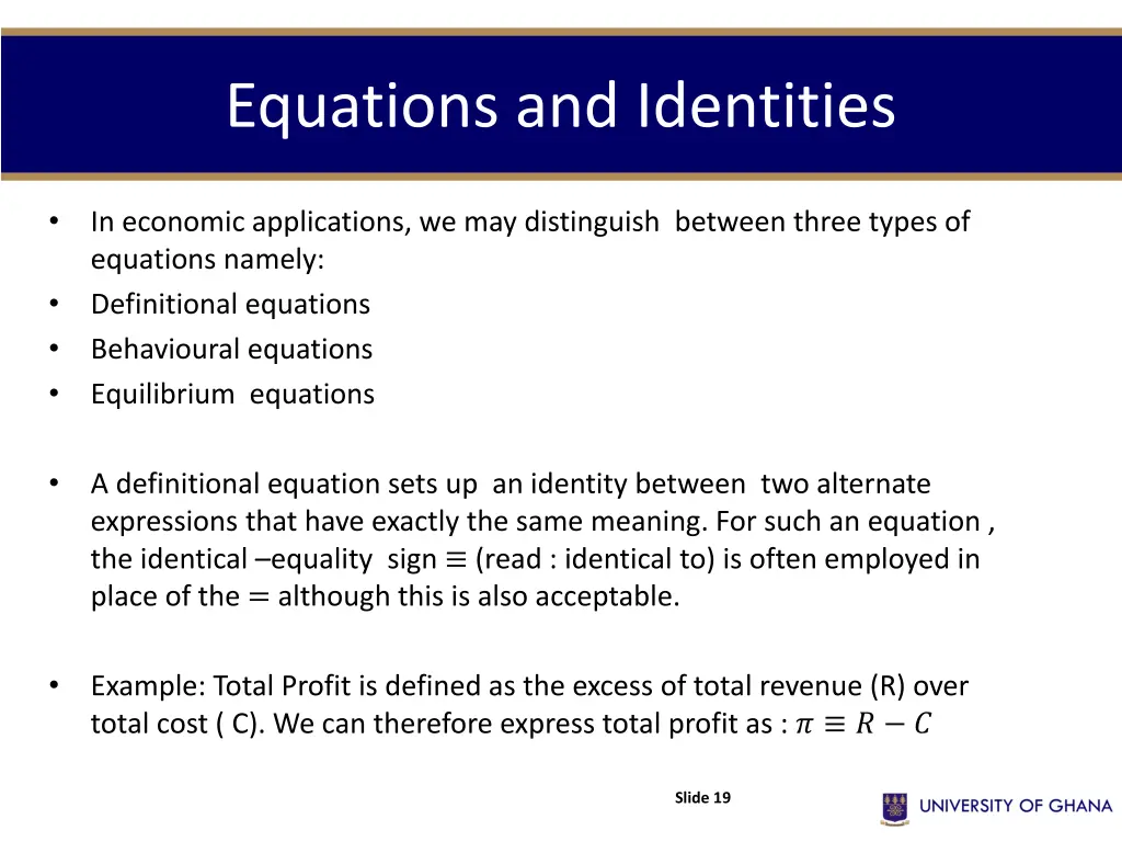 equations and identities