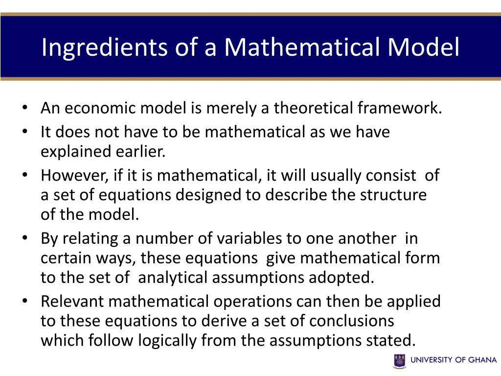 ingredients of a mathematical model