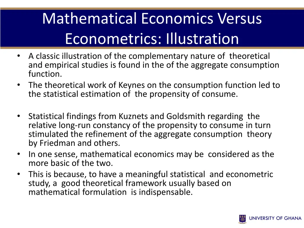 mathematical economics versus econometrics 1