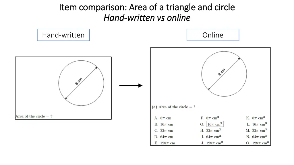 item comparison area of a triangle and circle 1