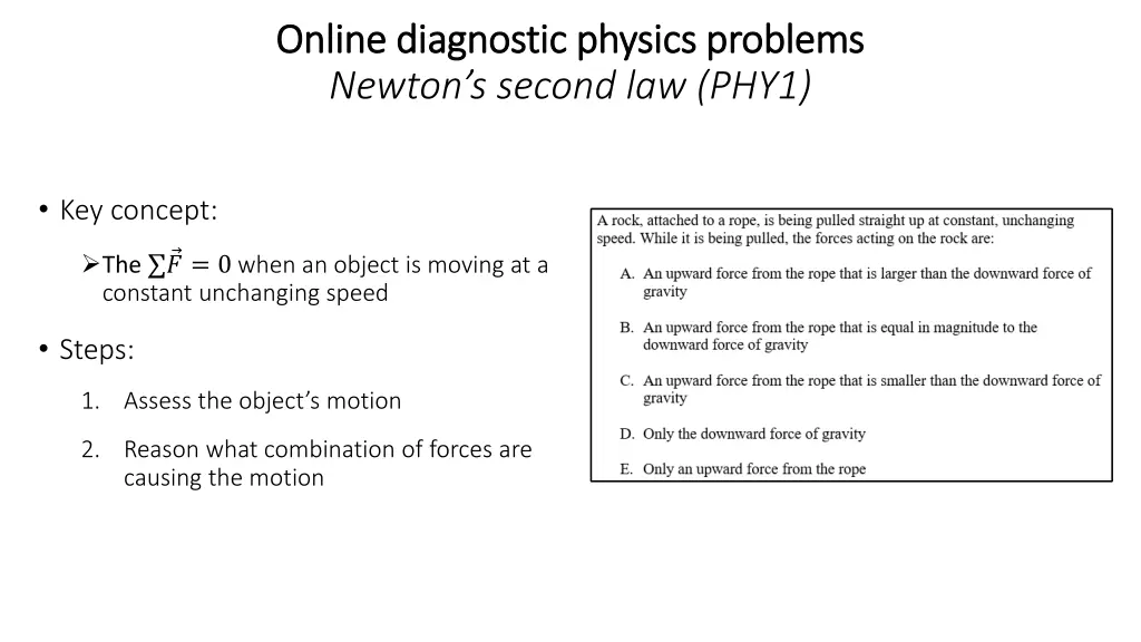 online diagnostic physics problems online 11
