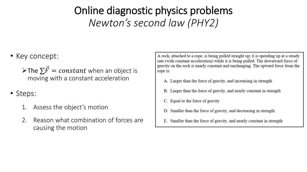 online diagnostic physics problems online 12