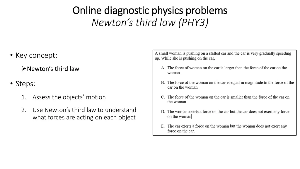 online diagnostic physics problems online 13