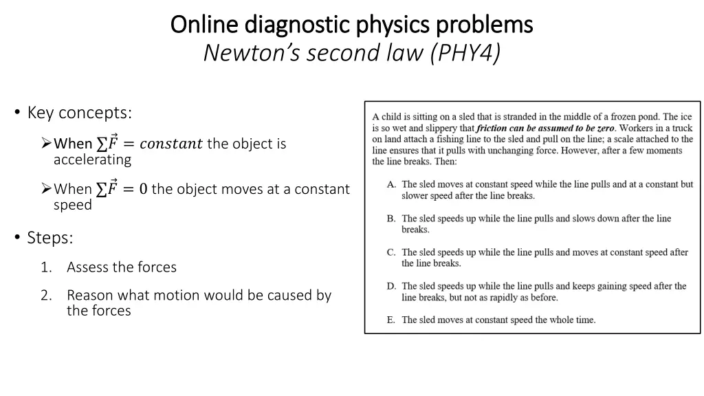 online diagnostic physics problems online 14