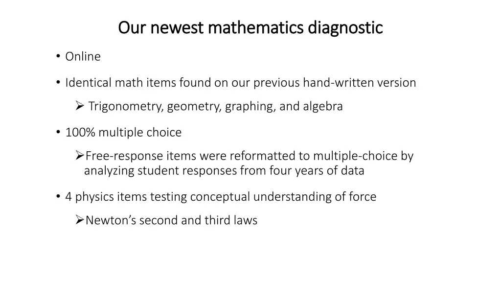 our newest mathematics diagnostic our newest