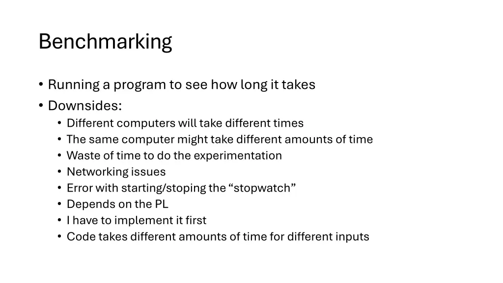 benchmarking 1