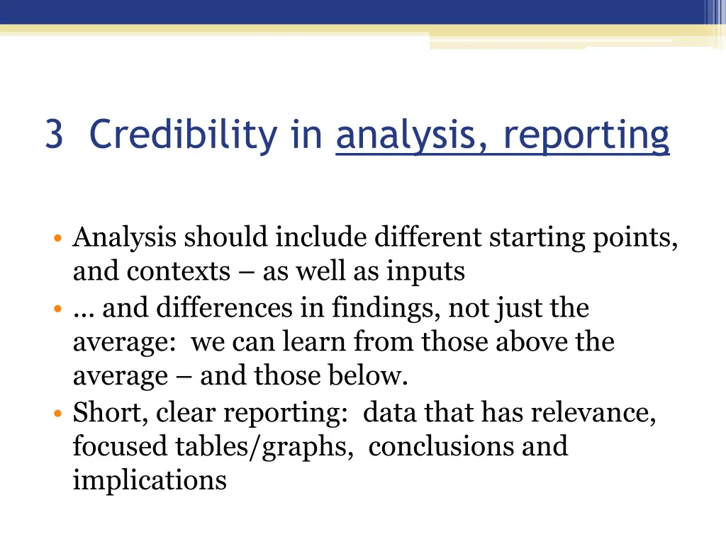 3 credibility in analysis reporting
