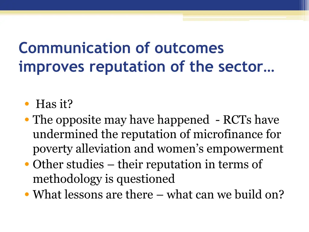 communication of outcomes improves reputation