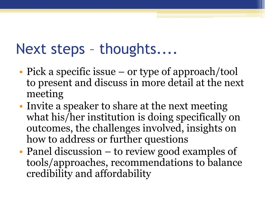 next steps thoughts