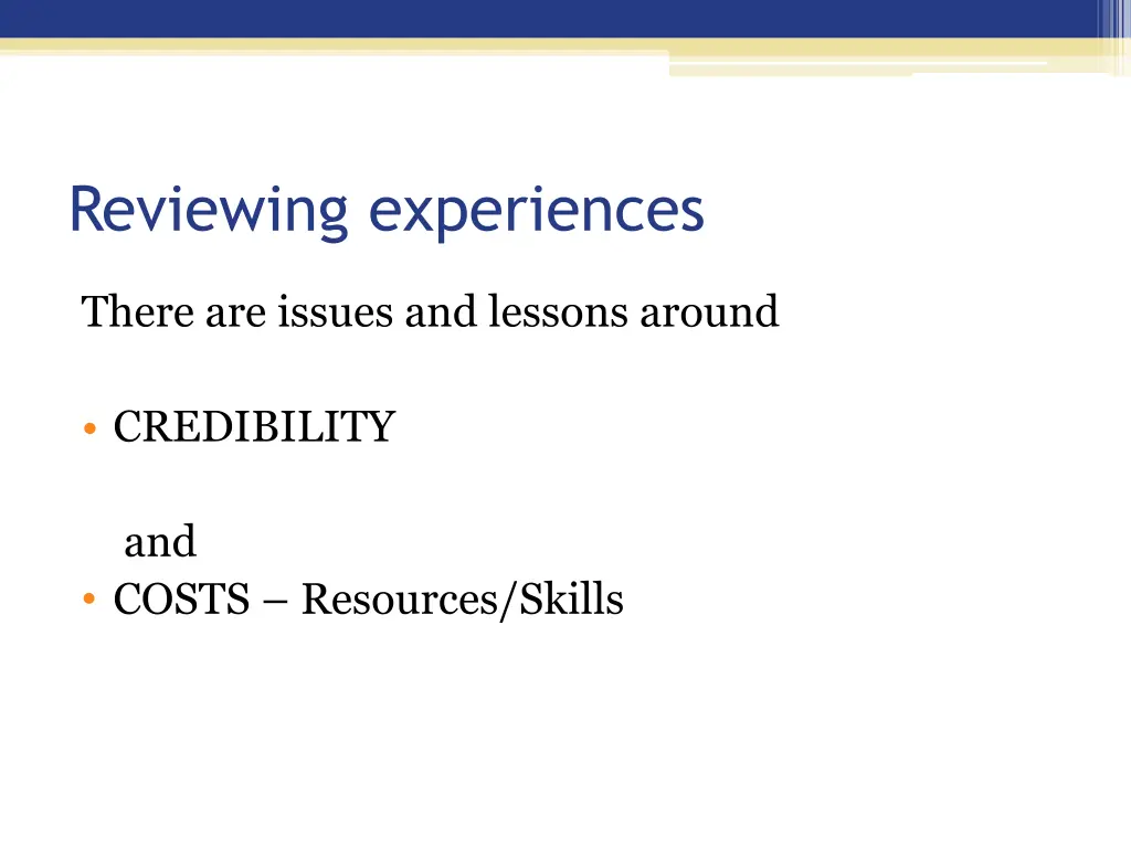 reviewing experiences