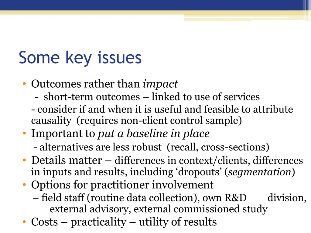 some key issues