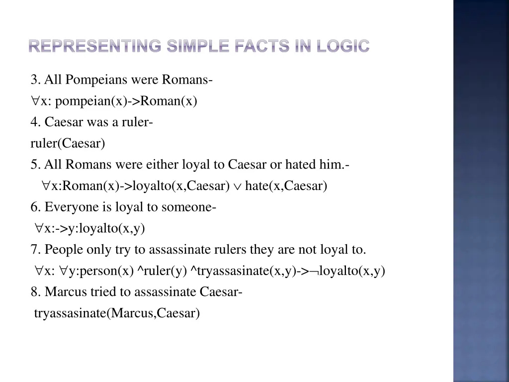 representing simple facts in logic 2