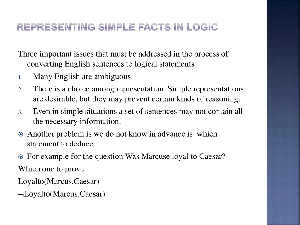 representing simple facts in logic 4