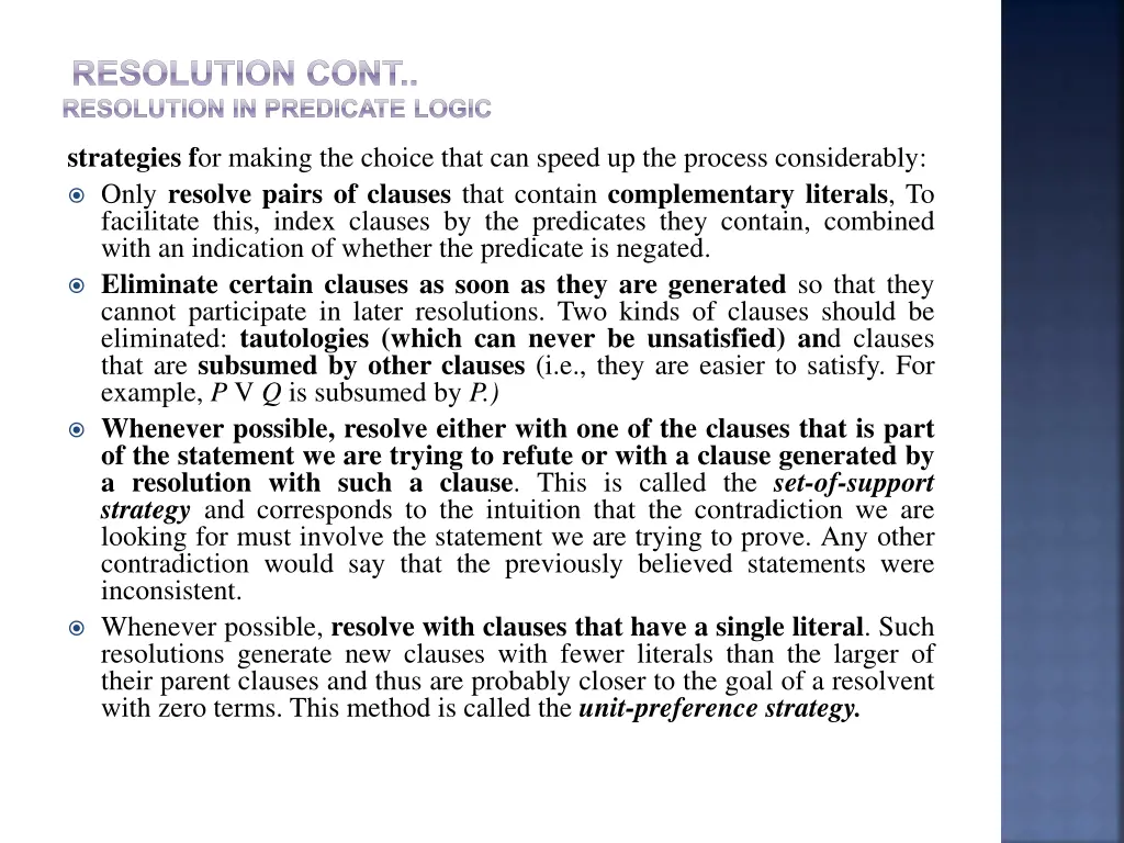 resolution cont resolution in predicate logic 1