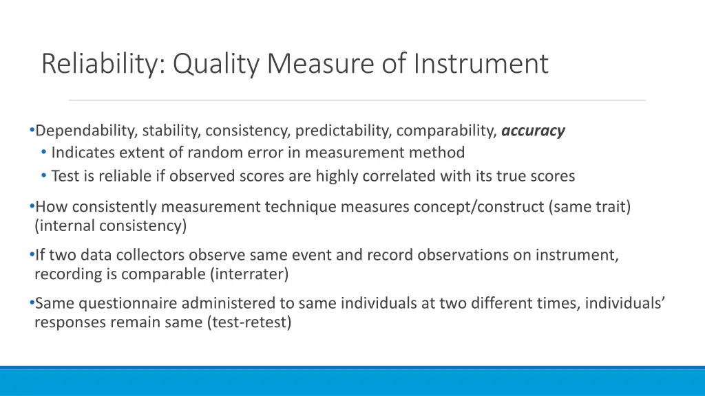 reliability quality measure of instrument