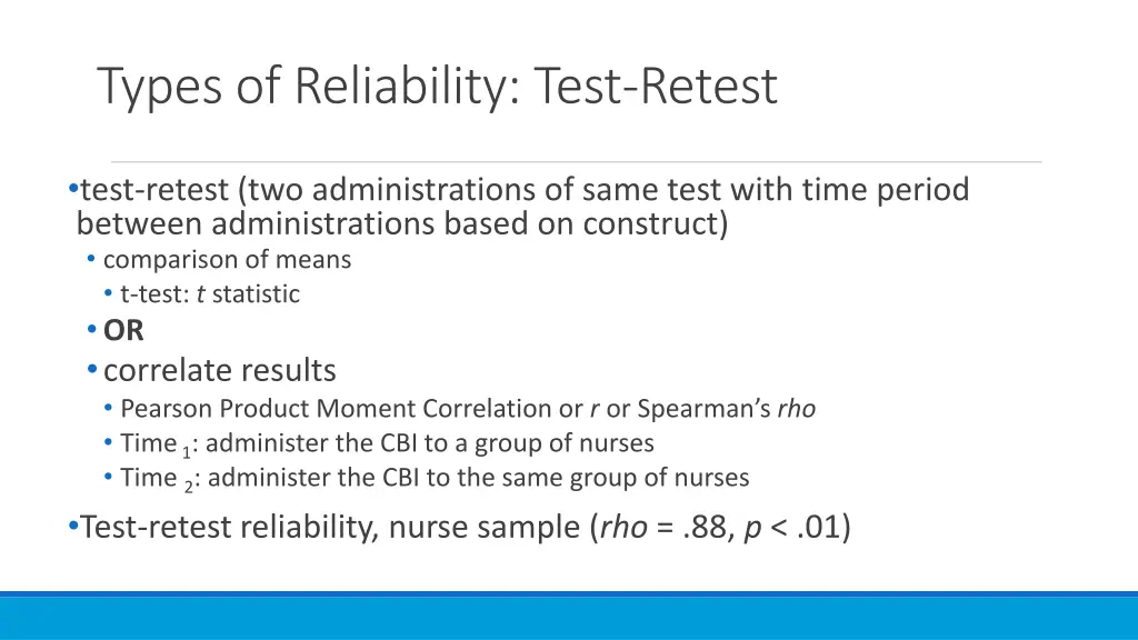 types of reliability test retest