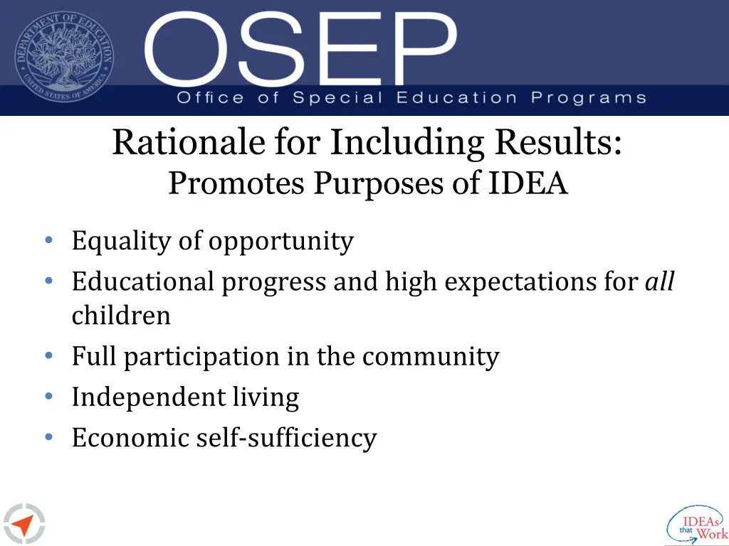 rationale for including results promotes purposes