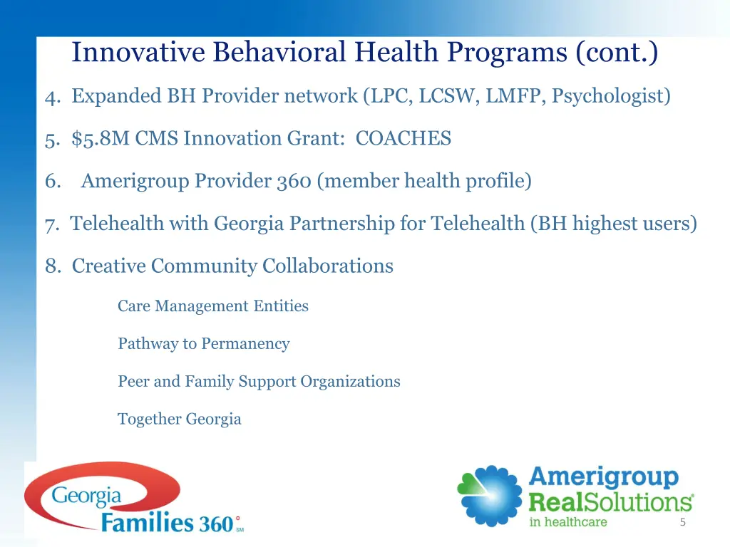 innovative behavioral health programs cont
