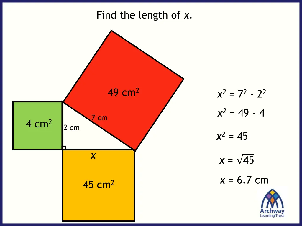 find the length of x
