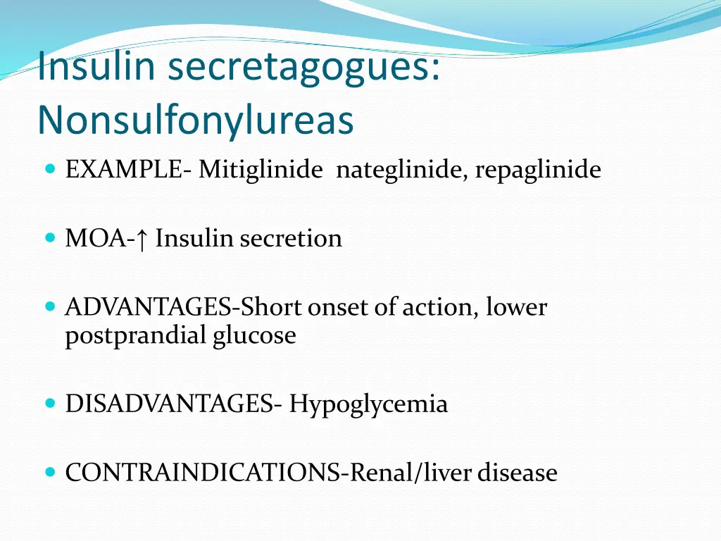 insulin secretagogues nonsulfonylureas example