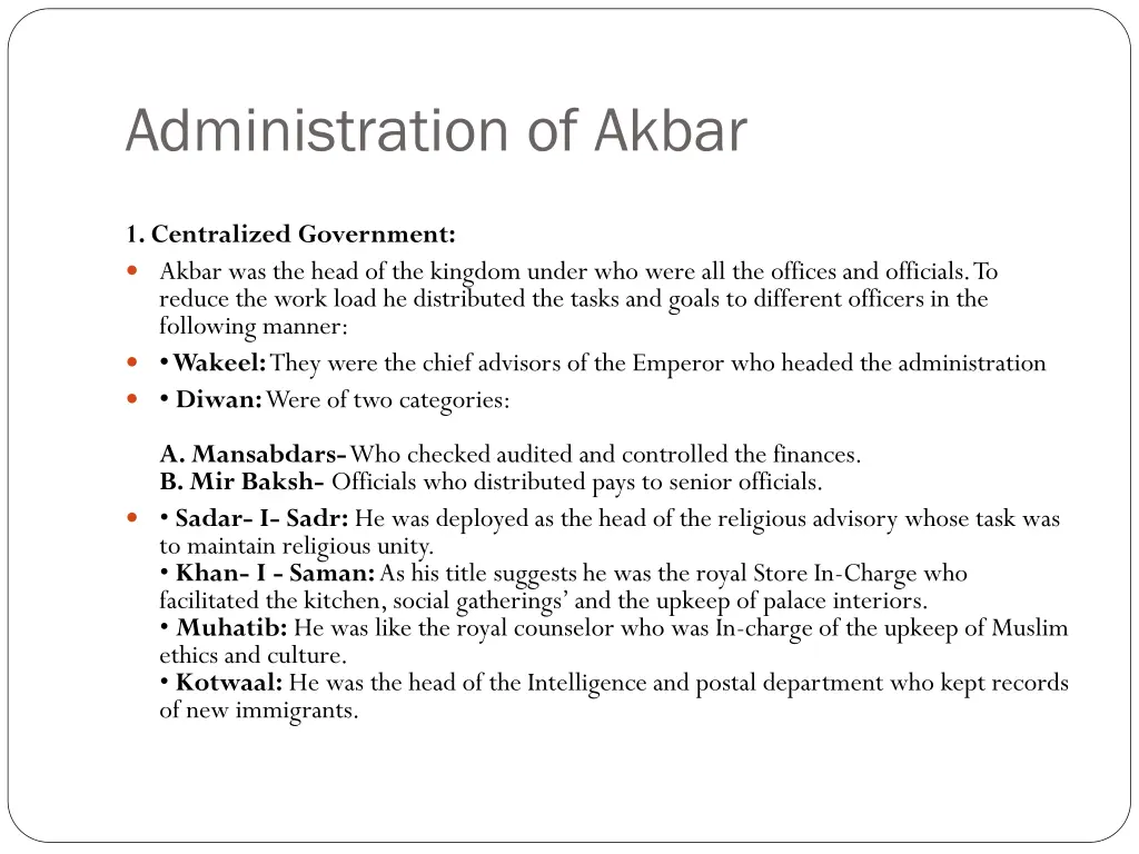 administration of akbar